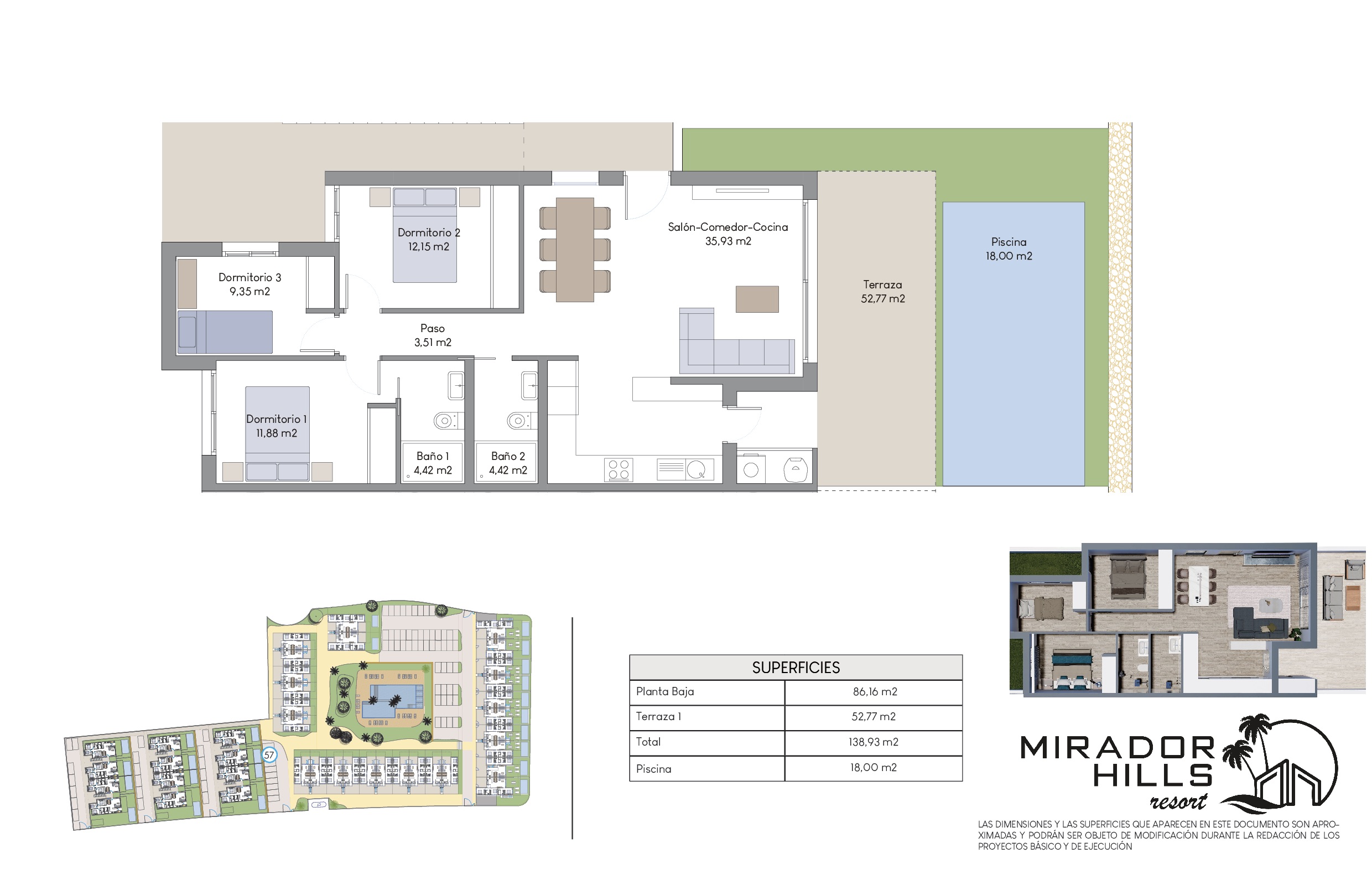 Bungalow en venta en Finestrat con 3 habitaciones y piscina privada