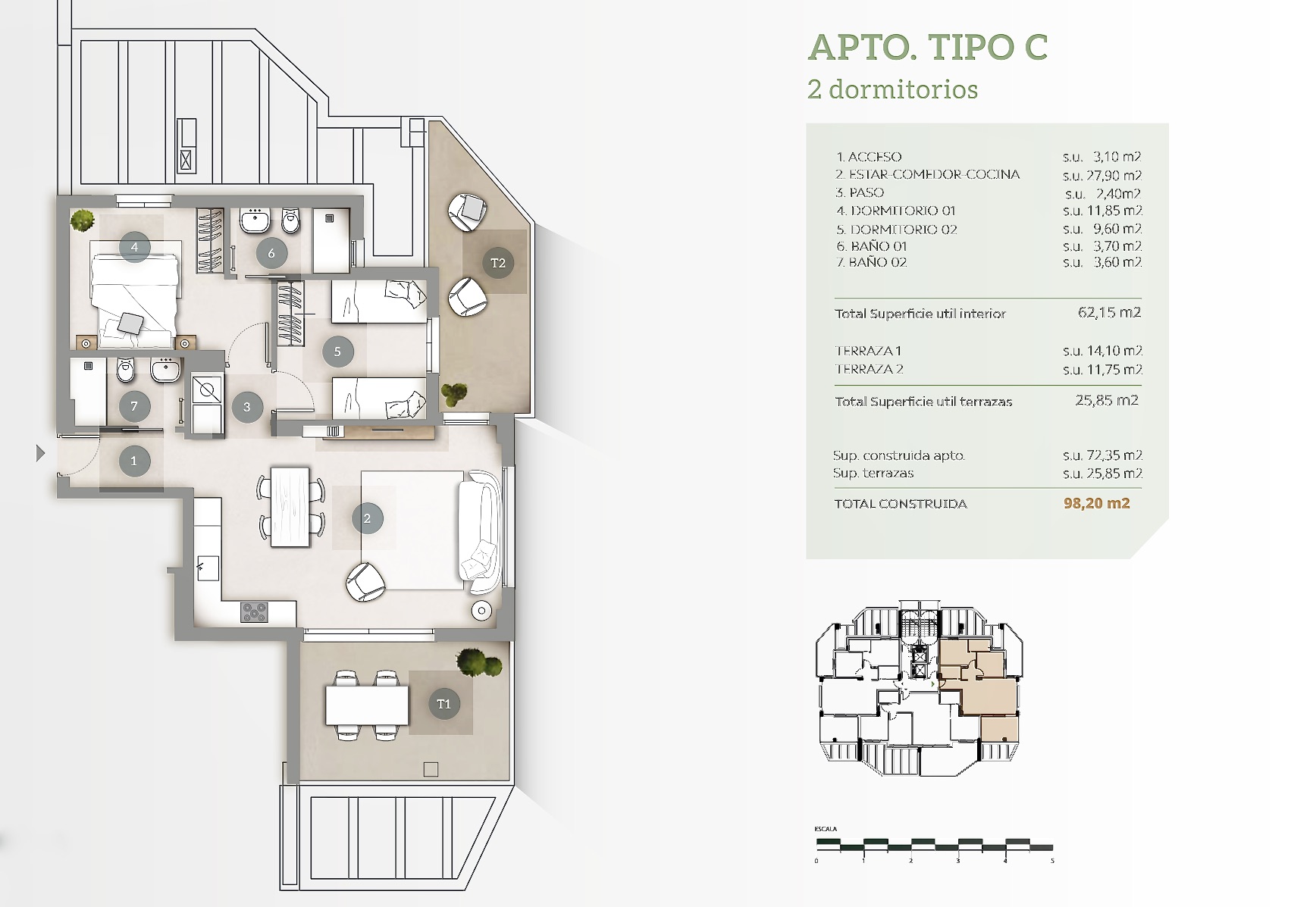Apartamento en venta de 2;3 dormitorios en Calpe, Alicante